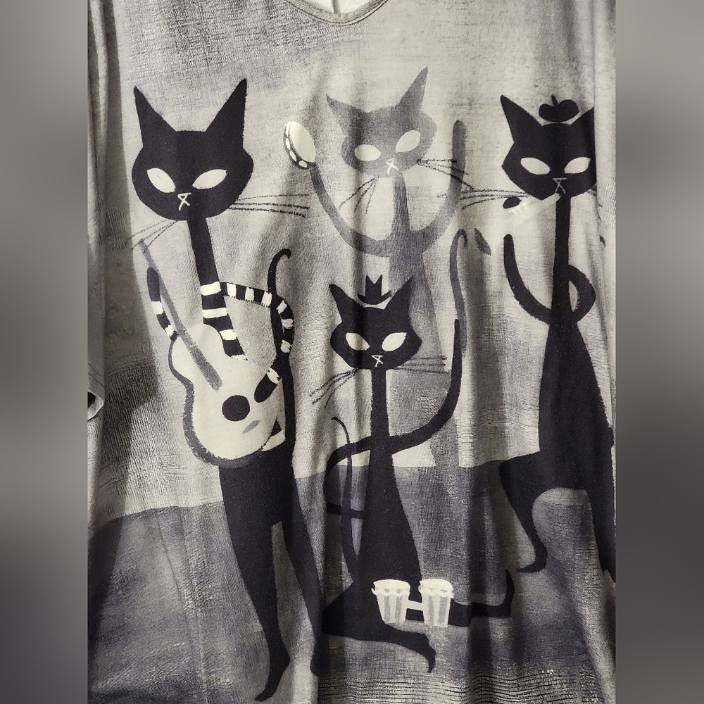 No Brand Chic Feline Band Cat Tee Size 4X - Picture 3 of 8